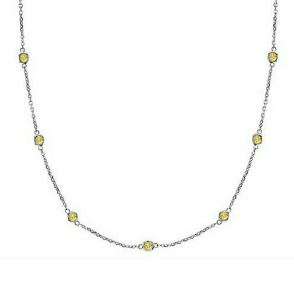 Fancy Yellow Canary Station Necklace 14k White Gold (0.50ct)